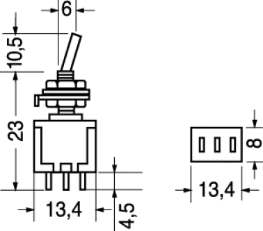 Deviatore interruttore 3 posizioni con ritorno a bilanciere (ON)/OFF/(ON)  SPCO 3 poli 6A 250V con cappuccio protettivo impermeabile IP65 per sali
