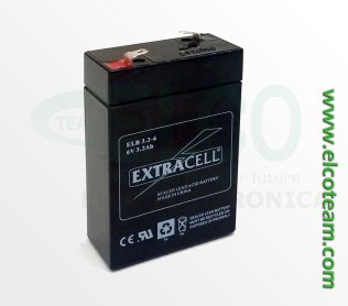 Lead rechargeable battery, Faston connections, 6V 3.2Ah