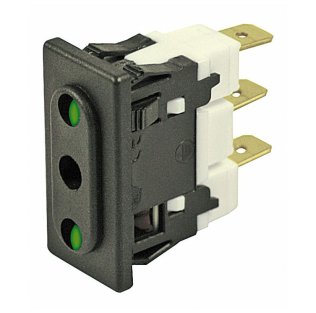 10A / 250V three-pole power socket, P11 format with panel mounting
