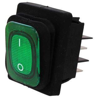Bipolar Rocker Switch type Roker Switch IP65 green illuminated ON-OFF OI 16A 250V