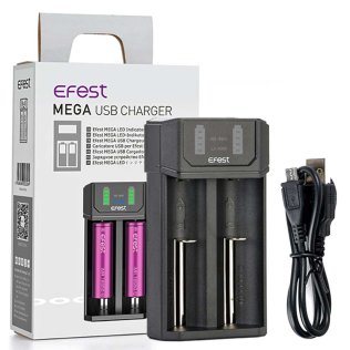 Caricabatterie Doppio per 18650, AA, AAA, SC NiMH e Lito MEGA USB CHARGER