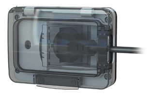 4box Wide Schuko and Bipasso waterproof outdoor socket in Gray RAL7035 color