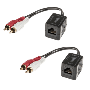 Lindy 70460 Stereo Audio Extender 2 x RCA on Cat.5 / 6 cable up to 500m