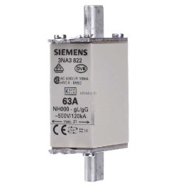 Siemens 3NA3822 Fuse 63A type NH tag. 000 cat. gG