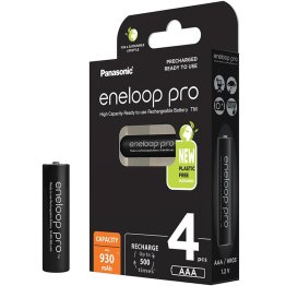 Panasonic Eneloop PRO, AAA rechargeable battery, Ni-MH, 1.2V, 930mAh, Ready-to-Use, pack of 4, BK-4HCDE/4BE