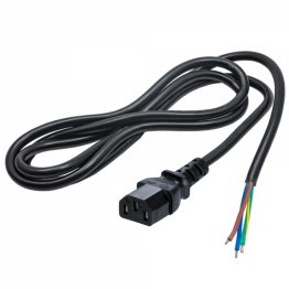 Power cable with IEC-C13 female socket with free wires, 1.5 meters long