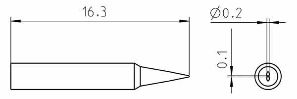 Dimensioni - Weller RTPS002S-MS Punta Smart cacciavite da 0,2mm per WXMPS MS T0050111199